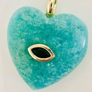 Turquoise Heart Pendant with Gold Accents